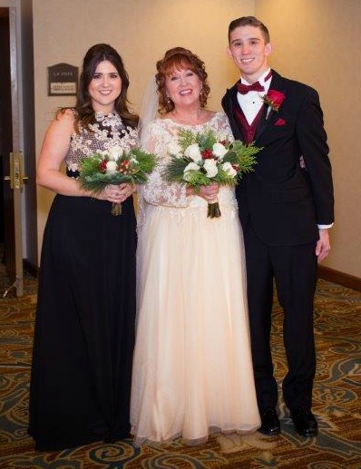 Love, Look at the 2 of us: Image of bride with daughter and son. 