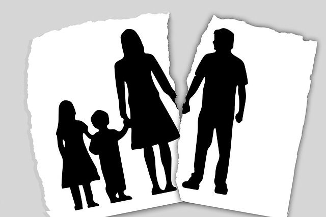 When Dad Is Bad: silhouettes of a mother and two children separated from their father